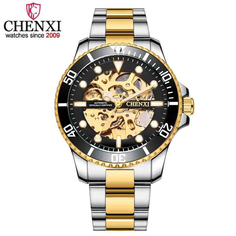 CHENXI 8805 Brand Classic Blue Men Watches Automatic Mechanical Wristwatch Male Waterproof Stainless Steel Watch Man