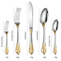 Restaurant Gift 304 Royal Gold Utensil Cutlery Knife Fork and Spoon Set  European Retro Western Tableware for Steak