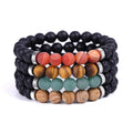 New Design Black Lava Stone Bracelet Matte Red Agate Aventurine Stone Oil Diffuser Elastic Bracelet Women Men