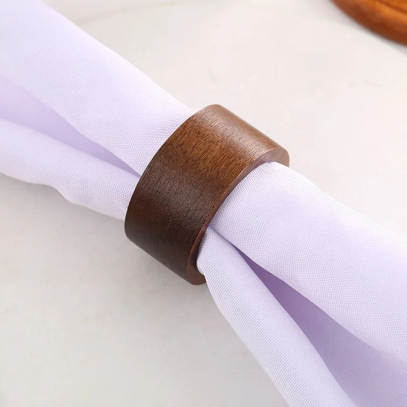 Custom Wood Napkin Ring Holder Round  Wholesale Home Party Wedding Table Hand Made Wooden Napkin Ring