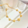 2023 New Golden Small Adjustable Anklet Japanese and Korean Women Titanium Steel Niche Seven Flower Anklet