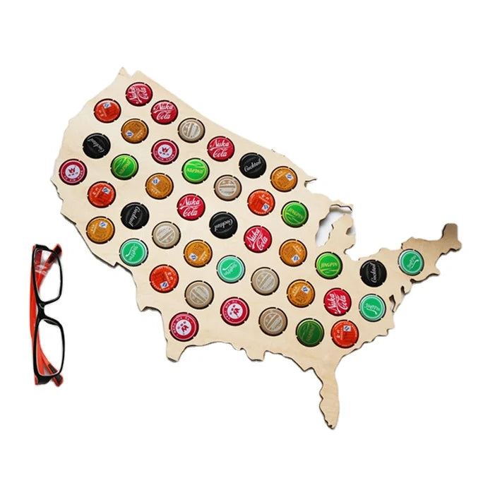 Wooden Beer Cap Collection Map Wooden Beer Cap Holder for Bottle Caps