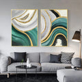 3d Colour 2 Piece Decoration Big Room Minimalist Home Decor  Fabric Canvas Frame Silk Handmade Oil Painting