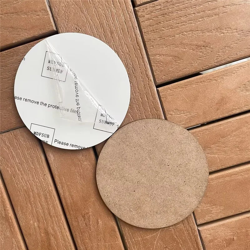 MDFSUB Custom Patterns Made Personalised 3mm Sublimation Blank Mdf coaster Round Sublimation Mdf coaster with Protective Film