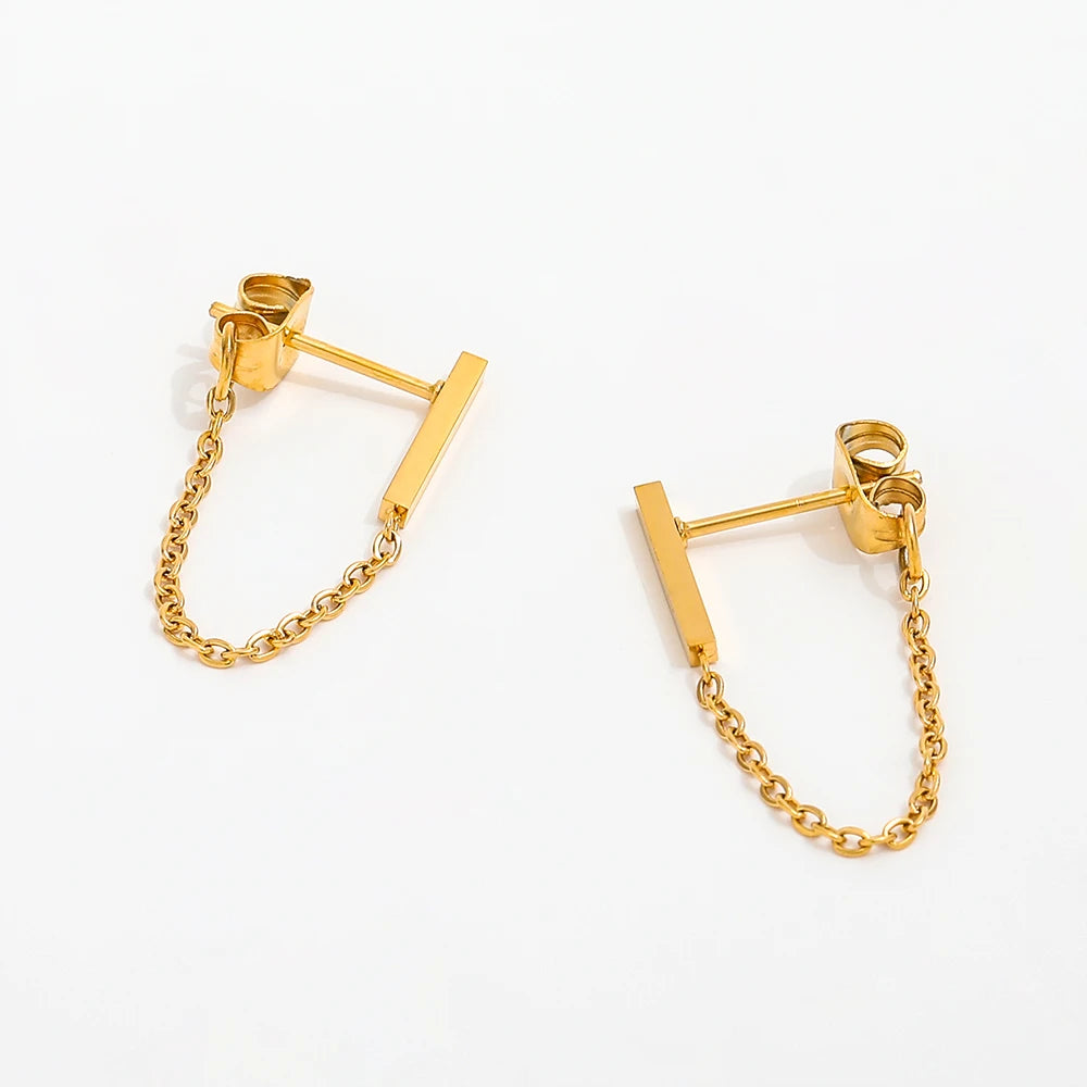 New Trendy Earring 18K Gold Plated Chain Tassel Drop Earrings for Women Stainless Steel Earrings Wholesale