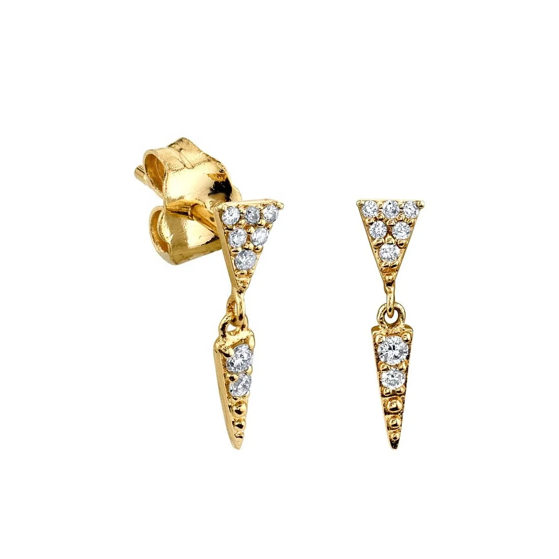 LOZRUNVE Delicate Jewelry 14k Gold Plated 925 Sterling Silver Cubic Zirconia Fringe Drop Earring Studs
