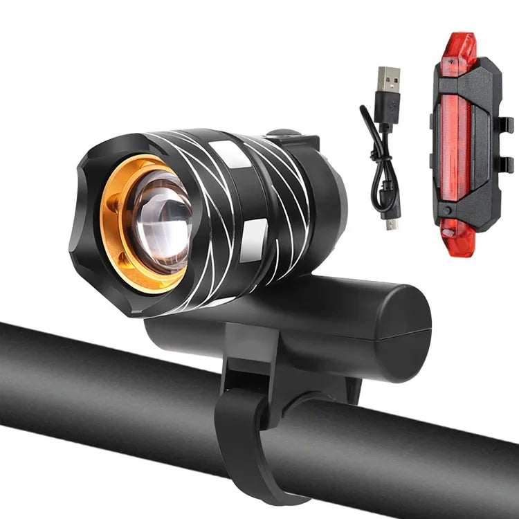 T6 Aluminum Zoom Waterproof Rechargeable Bike Front Light 1000 Lumen 3 Modes Super Bright Signal Light Bike for Night Riding