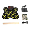 Portable Electronic Drum Set USB Roll up Drum Pad Kit 9 Drumpads Built-in Speaker with Drumsticks and Foot Pedals Digital Percus