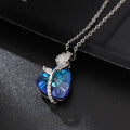 Collar De Flores Stainless Steel Diamond Rose Flower Necklace New Big Blue Crystal Heart of the Ocean Necklace