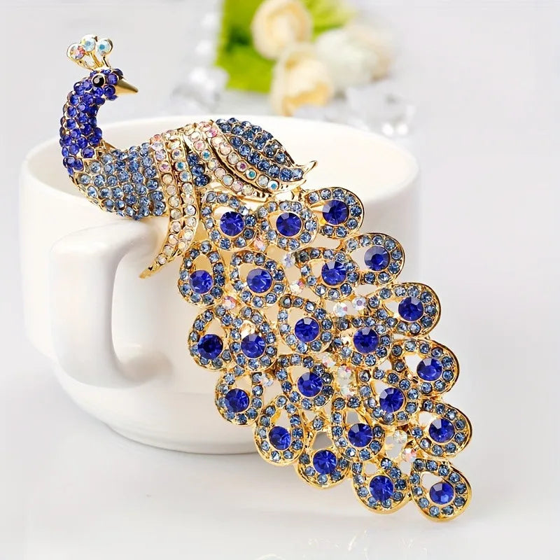Women's Luxury Peacock Brooches Animal Rhinestone Brooch Accessories