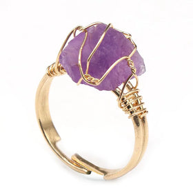 Wholesale Handmade Adjustable Ring Irregular Crystal Ring Souvenir Wedding Favors Raw Stone Crystal Ring