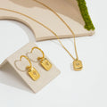 18K Gold Plated Stainless Steel Square Eight Pointed Star Zircon Necklace Earrings Waterproof for Woman Jewelry Set E211333