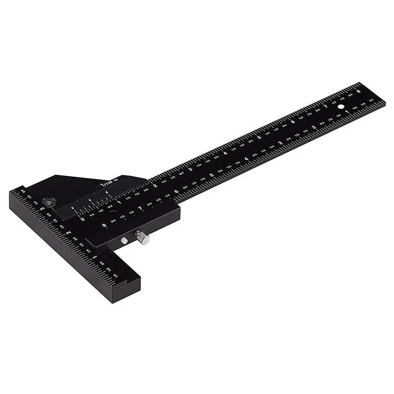 Woodworking T-type Aluminum Alloy Multifunction Ruler 280mm Black DIY Tools OEM MaxTool Half Year Warranty 250g