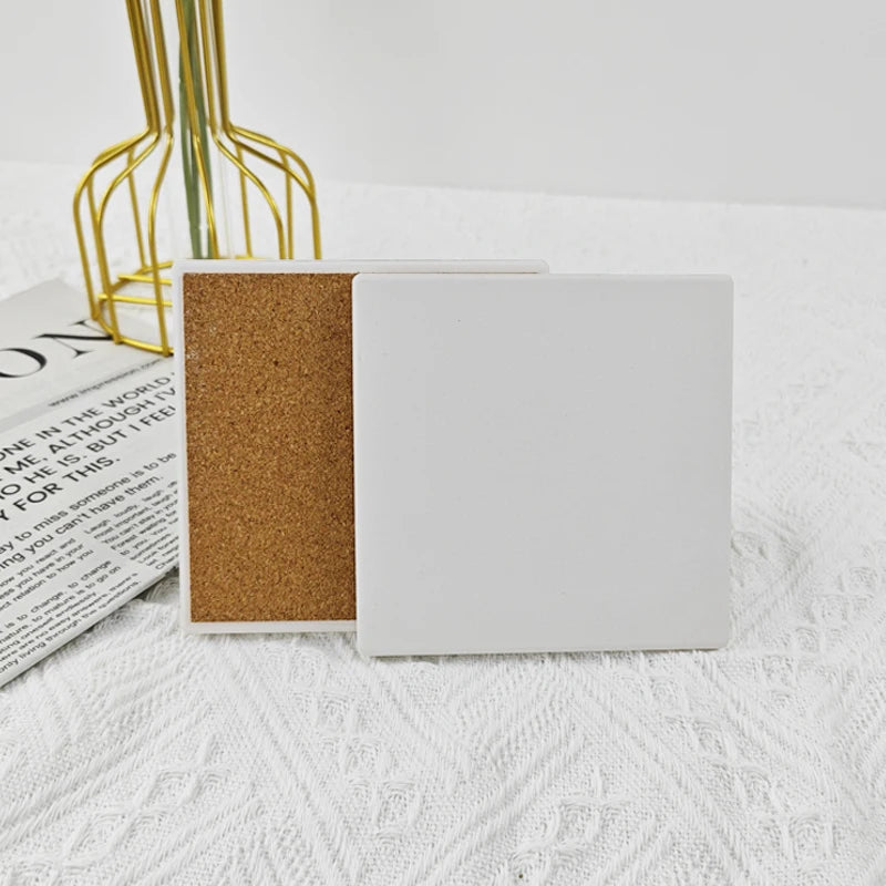 OEM & ODM Non-Slip Water-Absorbent Ceramic Coaster Heat-Insulating Ceramic Mats & Pads Home Personalized Cork Coasters Price