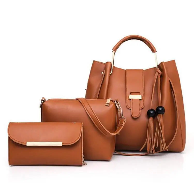 3pcs Factory Wholesale Custom PU Leather Women Hand Bags Ladies Tote Shoulder Bag Ladies Handbags Set