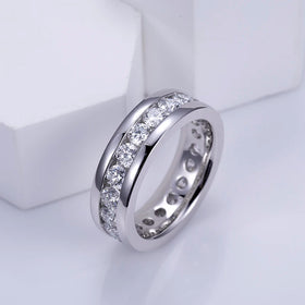 Fashion Fine Jewelry MSR-1387 18K White Gold Eternity Ring Round Cut Lab Grown Diamond Ring for Wedding