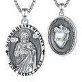 Merryshine Vintage Religious Sacred Heart of Jesus Charm Necklace Memorial Keepsake for Protection on Weddings Anniversaries