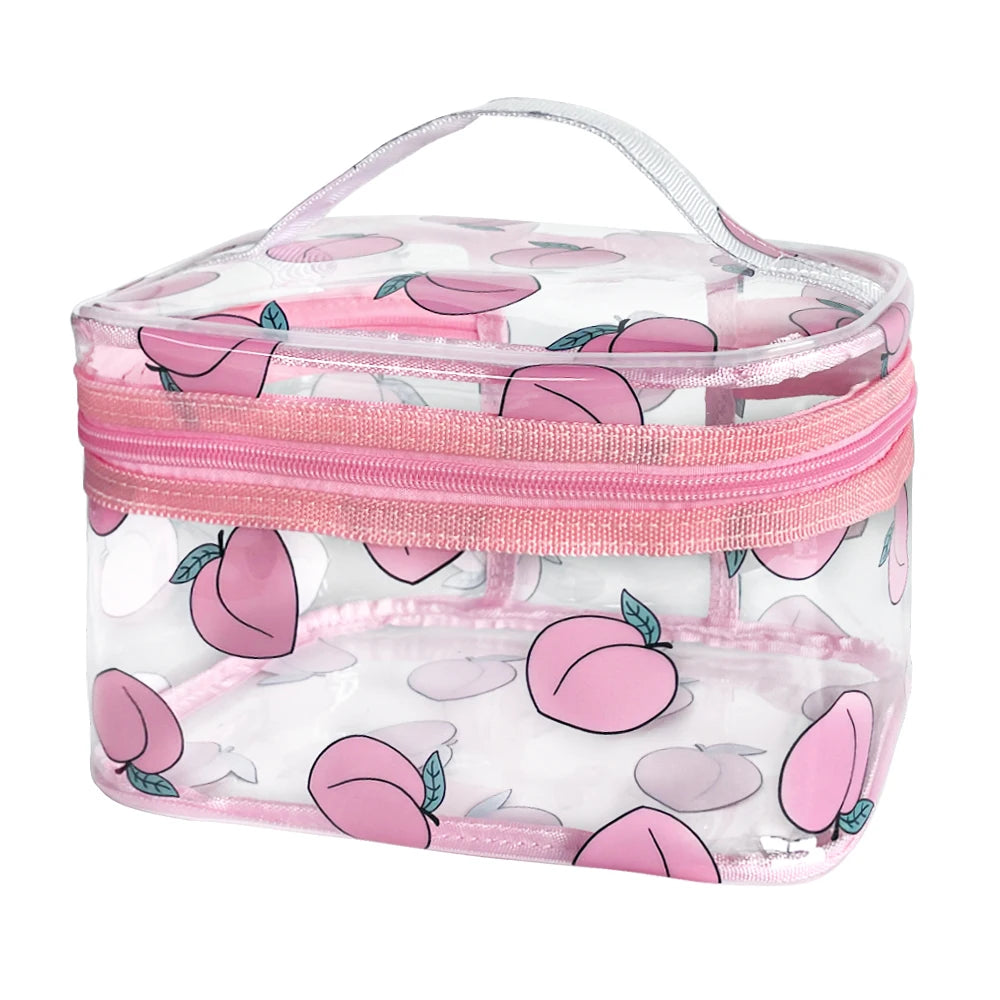 Wholesale Waterproof Transparent Multicolor PVC Printed Make up Bag Clear Toiletry Handle Cosmetic Bags for Casual Work Travel