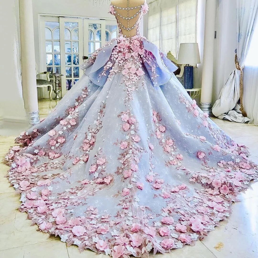Haute Couture 3d Rose Flower Dubai Dress 3d Embroidery Lace Fabric