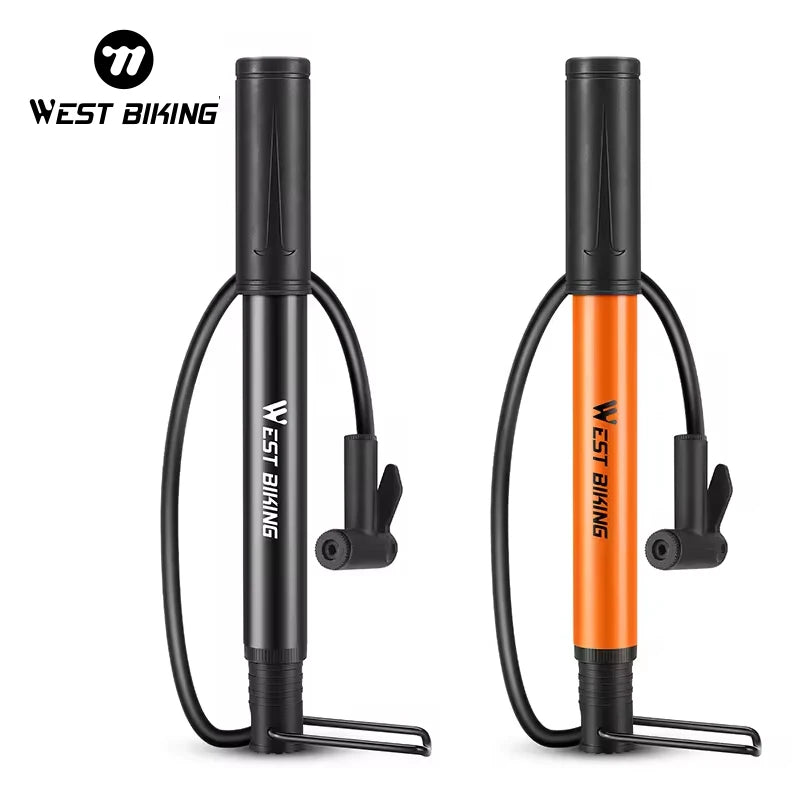 WEST BIKING Multifunctional Bicycle Pump Compact Portable Aluminum Alloy Fashionable Anti-Drop Locking Buckle Presta Schrader