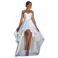 Elegant Satin Fabric Sweetheart Bridal Gowns Low Front High Back Noble Pleating Lace up Wedding Dress 2020 Vestido De Novia