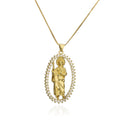 Duyizhao 18K Gold Plated Jude San Pries Pendant Necklace Iced Out Cubic Zircon Hip Hop Diamond Fashion Jewelry Collar De Mujer