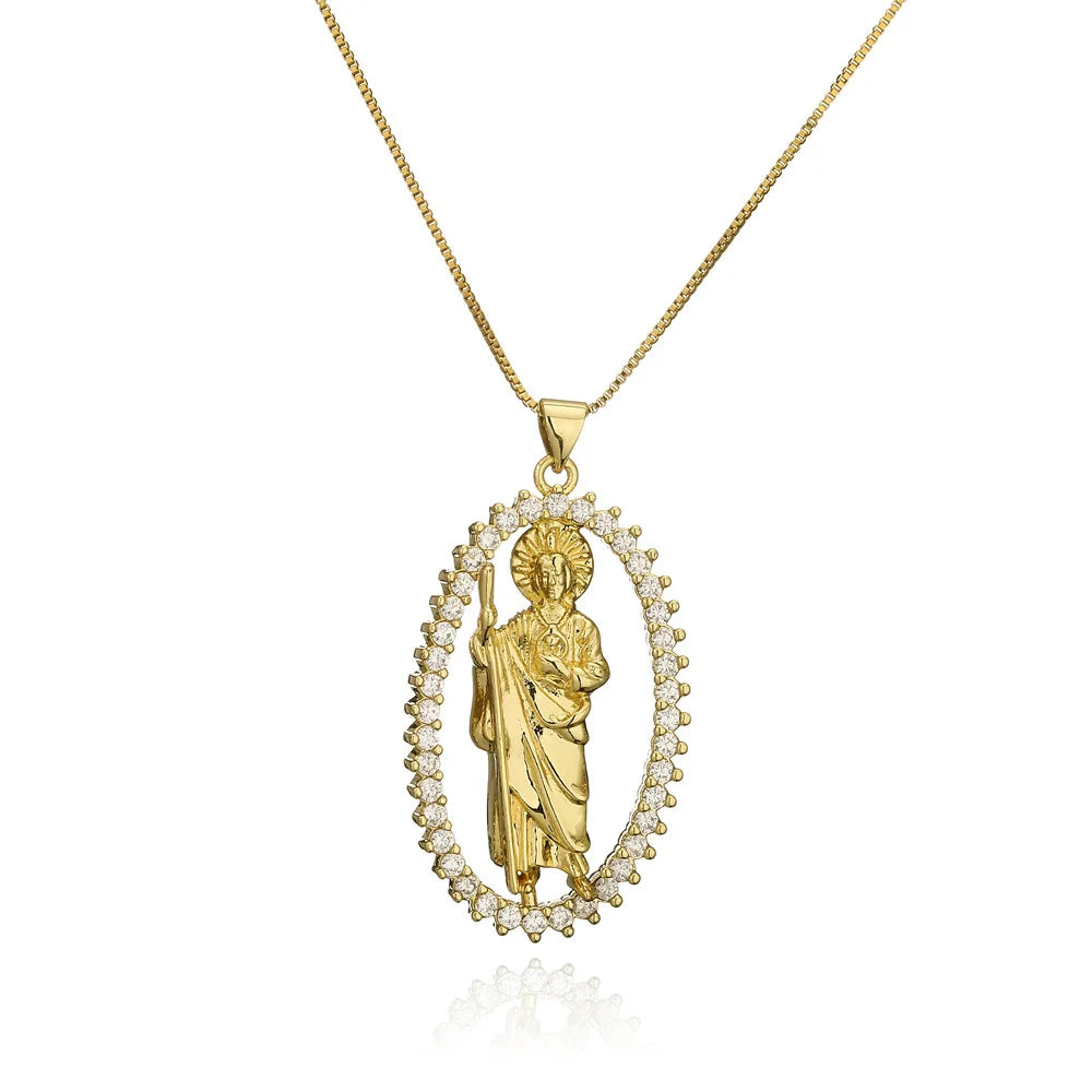 Duyizhao 18K Gold Plated Jude San Pries Pendant Necklace Iced Out Cubic Zircon Hip Hop Diamond Fashion Jewelry Collar De Mujer