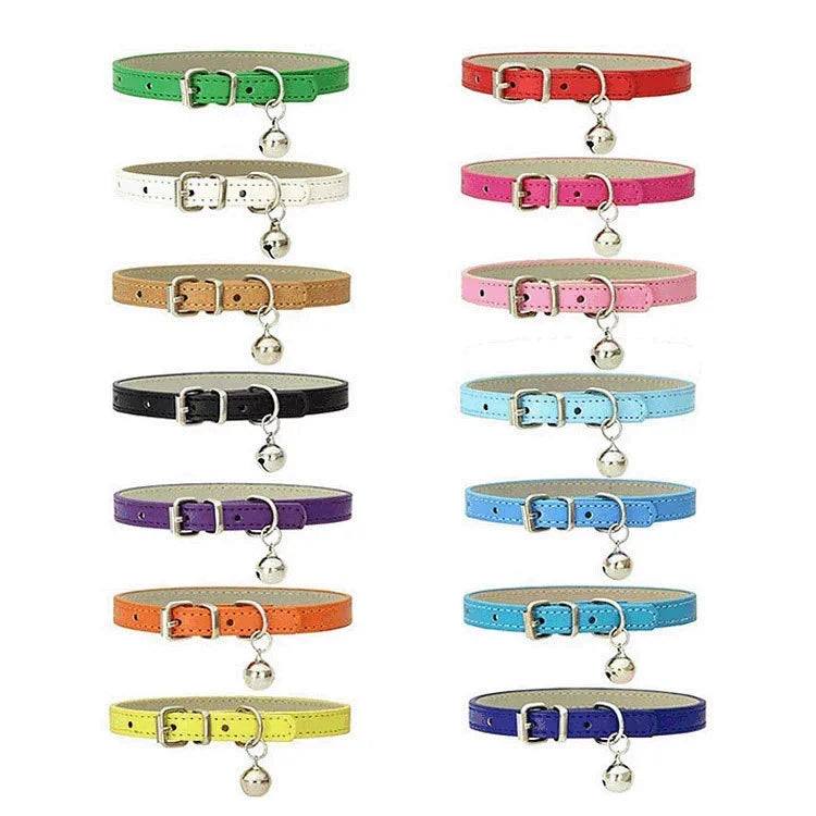 Small Dogs & Cats PU Leather Breakaway Neck Collar with Satin Bell Featuring Copper Iron Aluminum Materials Solid Pattern