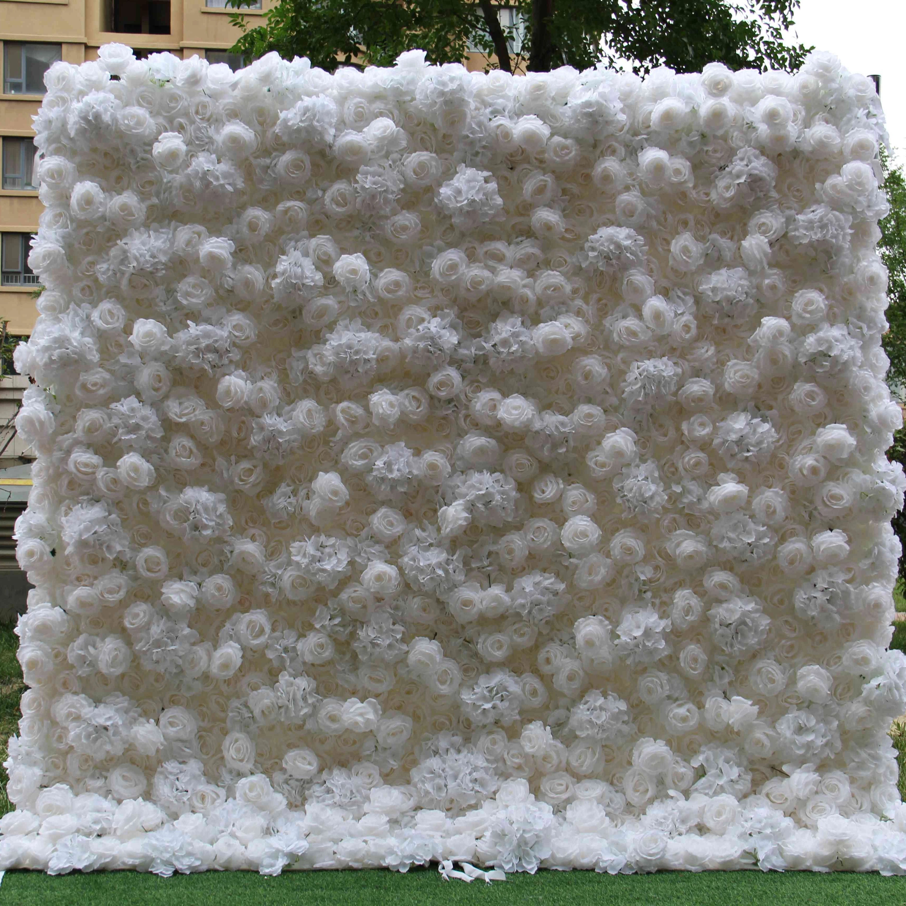 Customize Luxury Artificial Silk Floral Walls Faux Rose Flowers Wedding Decorative Faux Baby Breath Flower Wall Backdrop
