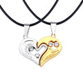 Stainless Steel Korean Version Couples Heart Pendant Necklace Trend Leather Rope Wedding Gift Jewelry Set