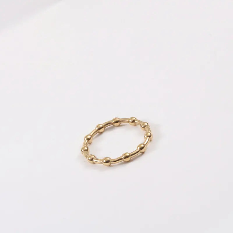 Joolim Jewelry Wholesale 18K Gold Plated Beads Satellite Stainless Steel Rings for Women Statement Rings