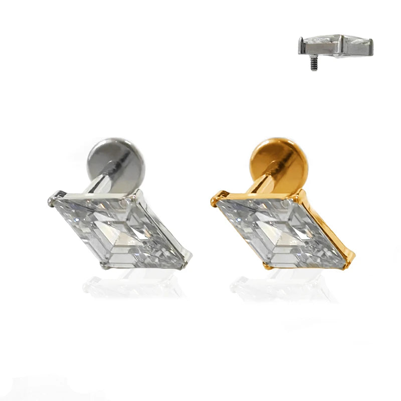 2025 New Fashion F136 Titanium Earrings Zircon Diamond Inset G23 Titanium Alloy Body Piercing Jewelry Ear Bone Nails Gold Gift