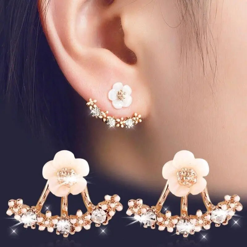 Korean Style Summer Diamond Flower Daisy Stud Earrings for Women Fashion Jewelry Earrings Party Gifts