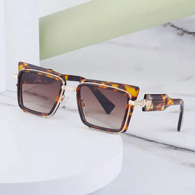 2024 New Gradient Square Shades Luxury Man Sunglasses Cat Eye Vintage Alloy Driving Sun Glasses Women