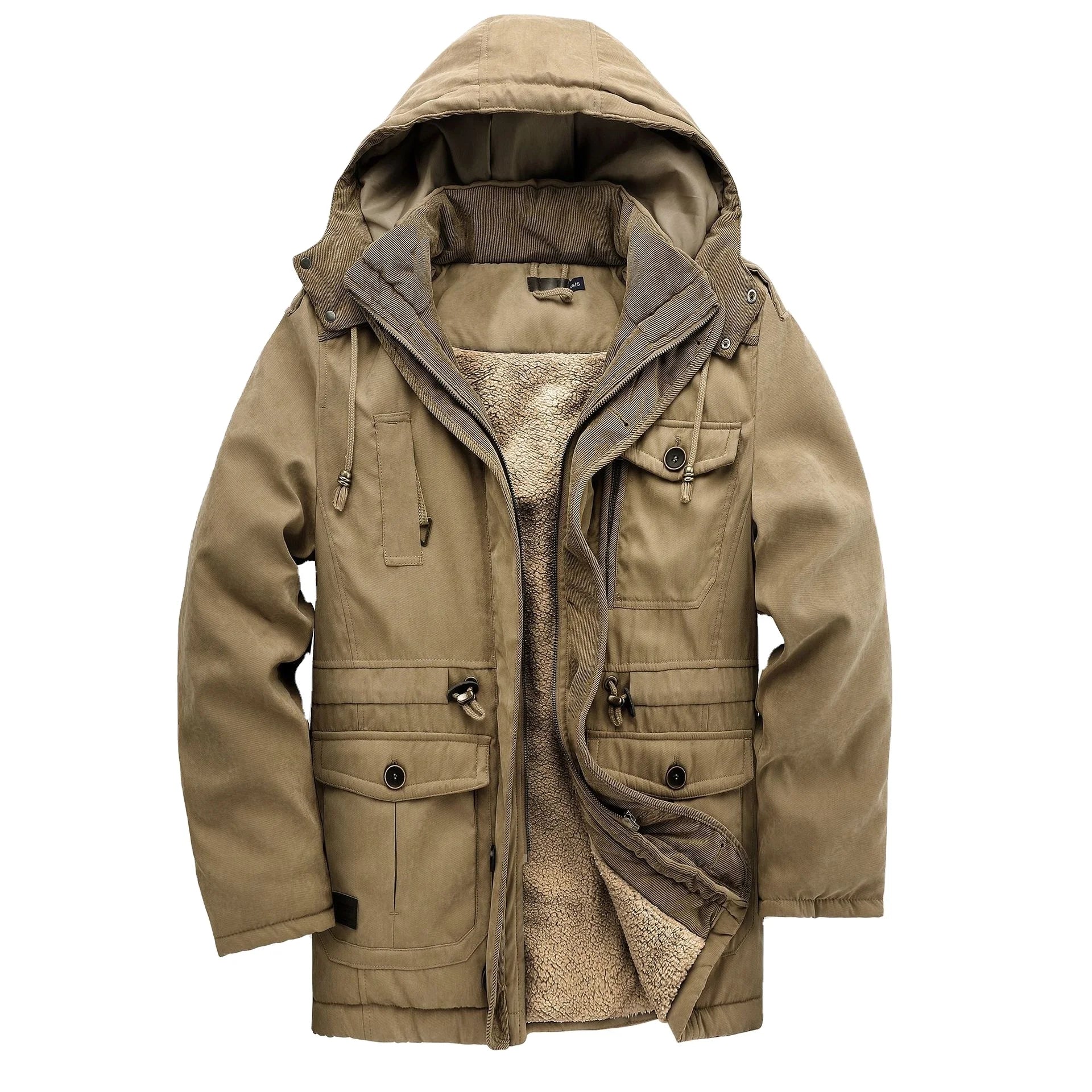 USA Size Fleece Lining Heavy Jackets Winter Classic Sherpa Fleece Jacket Windproof Versatile Outdoor Plus Size Man's Jacket Coat