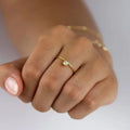 High End 18K Plain Gold Dainty Zirconia Offset Fine Rings Stainless Steel Trendy Simple Gold Plated Jewelry