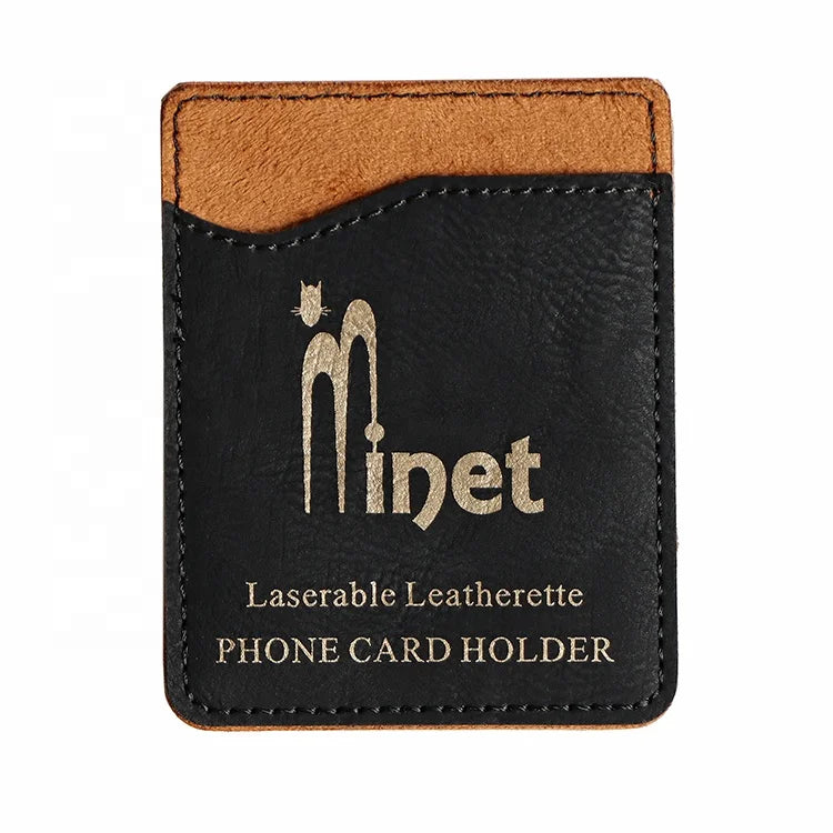 Cell Phone Portable Card Holder Stick on Phone Pu Leather Custom Logo  Phone Pocket