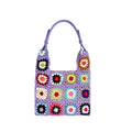 Colors Flower Boho Crochet Hand Hook Bag Knitted Handmade Bag Random Fashion 2023 Summer Spring Women Polyester Single Open