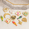 DIY Handmade Stainless Steel Retro Style Pendants Enamel Fish Colorful Preserving Jewelry Accessories for Women