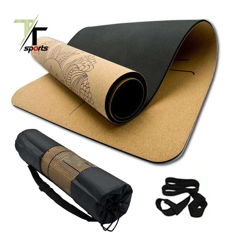 TTSPORTS Wholesale Eco Friendly Buy Cork Fitness Tpe Yoga Mat Carry Strap