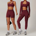 New Fashion High Impact Yoga Jacket and Gym Leggings Set Custom logo Seamless Workout Leggings Shorts Set for Women
