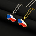 Manufacturer Enameled Czech Map Chain Necklace Stainless Steel 18K Gold Plated Enamel Czech National Flag Pendant Necklace