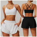 New Women's Solid Yoga Sportswear Set High Waist Quick Drying Gym Fitness Sports Bra Running Shorts High Quality