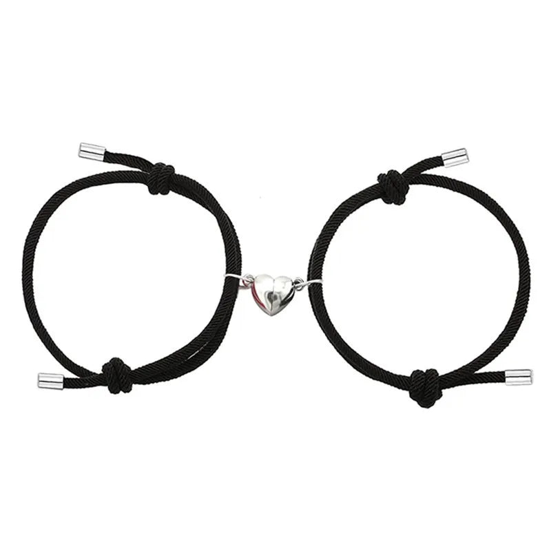 SC Popular Braided Best Friendship Bracelets Minimalism Adjustable Magnet Bracelet Trendy Magnetic Heart Couple Bracelet