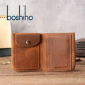 For Boshiho Customized Vintage Real Leather Bifold RFID Wallet Short Men's Handmade Full Grain Leather Cards Holder Open Gift