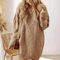 Popular Casual Loose Flesh Covering Knee Length Long Skirt for Women'S Winter New Style Retro Texture Sweater Dress for Women