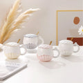 Candy-Colored Creative Ceramic Mugs High-Color Value Men and Women Drinking Cups Pearl Handle Household Coffee Cups With Lids