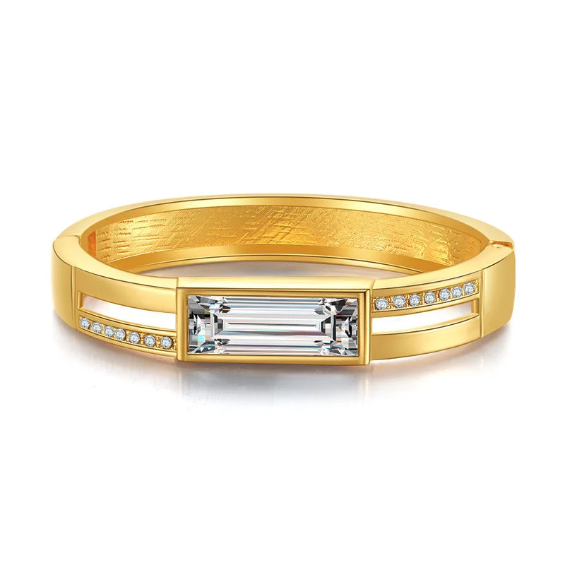 DHJ60478 Wholesale European and American Gold Plated Luxury Crystal Rhinestone Bangle