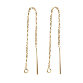 Real 14K Gold Filled GF Ear Threader Cable Chain W/Ring Wire for Jewelry Finding Making Earring Accessories