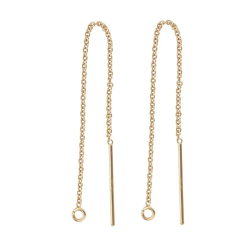 Real 14K Gold Filled GF Ear Threader Cable Chain W/Ring Wire for Jewelry Finding Making Earring Accessories